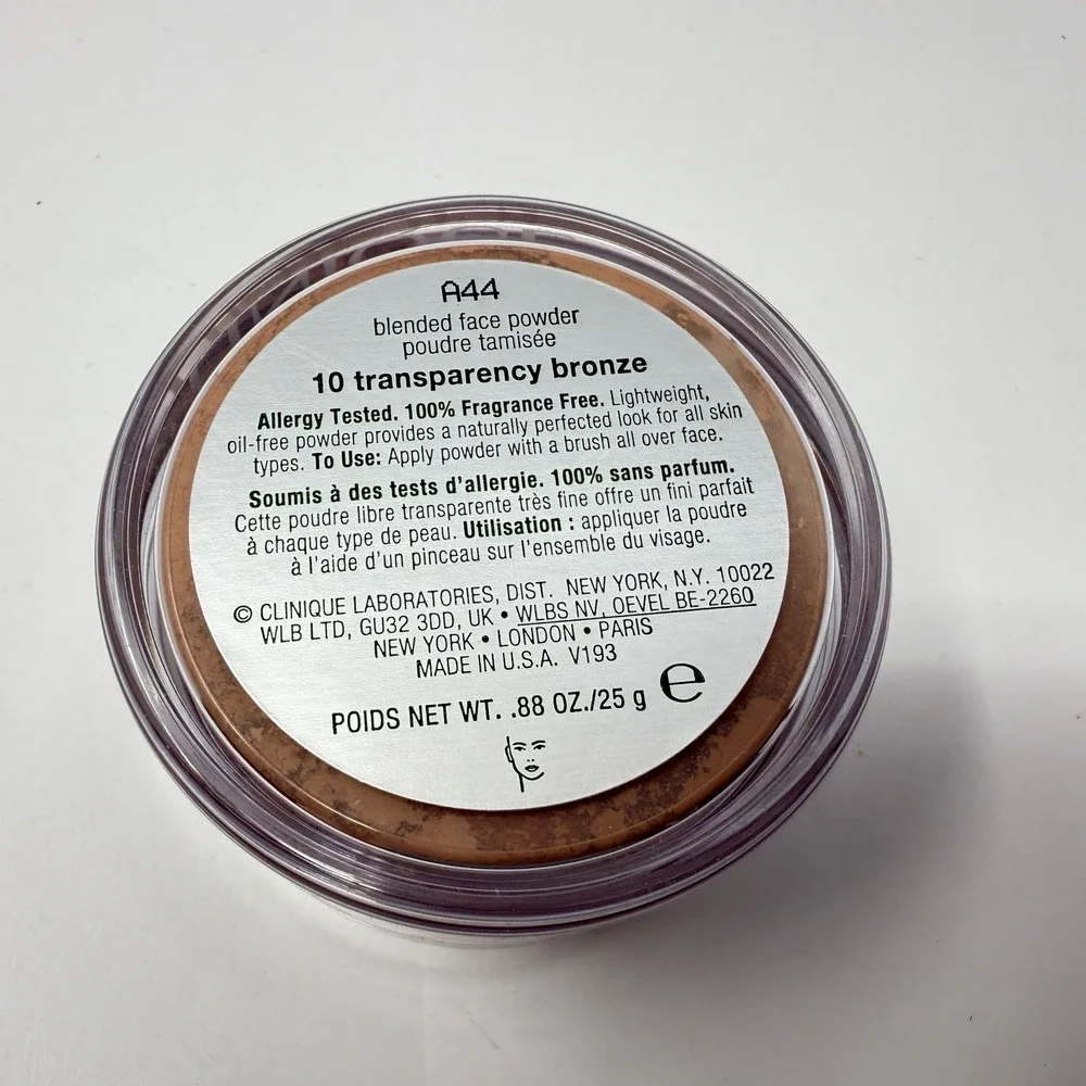 Clinique Blended Face Powder Translucency Bronze 10 Lightweight Oil Free Allergy